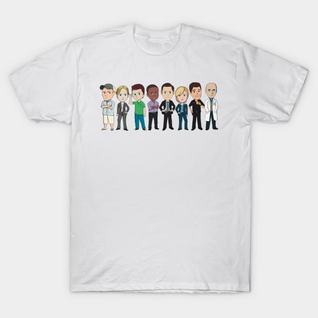 Complete Team Psych Chibi characters T-Shirt by CraftyNinja